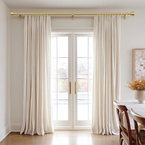 PORTRES Gold Heavy Duty Curtain Rods for Windows 66 to 120 Inches Adjustable Length 1" Diameter Brass Curtain Rod with Modern Decorative Finials for Outdoor Bedroom Kitchen Living Room thumbnail 2