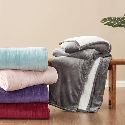EHEYCIGA Heated Blanket Electric Throw - Heating Blanket with 9 Heating Levels & 10 Hours Auto Off, Soft Cozy Sherpa Washable Throw with Fast Heating, 50 x 60 Inches thumbnail 7