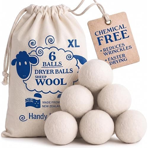 Handy Laundry Wool Dryer Balls - Natural Fabric Softener, Reusable, Reduces Clothing Wrinkles and Saves Drying Time, Better Alternative to Plastic Balls and Liquid Softener (Pack of 6) - Image 1