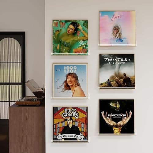 Laurensory Vinyl Record Shelf Wall Mount Shelves, 12 inch Clear Acrylic Vinyl Record Holder Display, Floating Shelves for Wall Decor, Magazine Rack, Kids Bookshelf, for Bedroom, Living Room, 6 Pack thumbnail 5