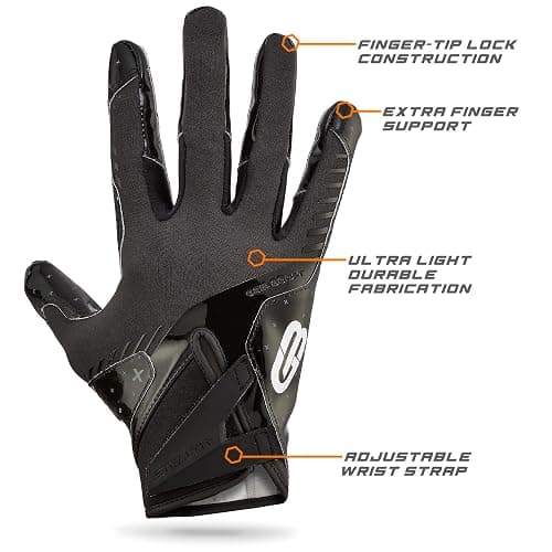 Grip Boost Football Gloves - Solid Stealth 6.0 Boost Plus Sticky Technology - Adult and Youth Football Gloves for Wide Receiver - Men's and Boys Sizes thumbnail 4