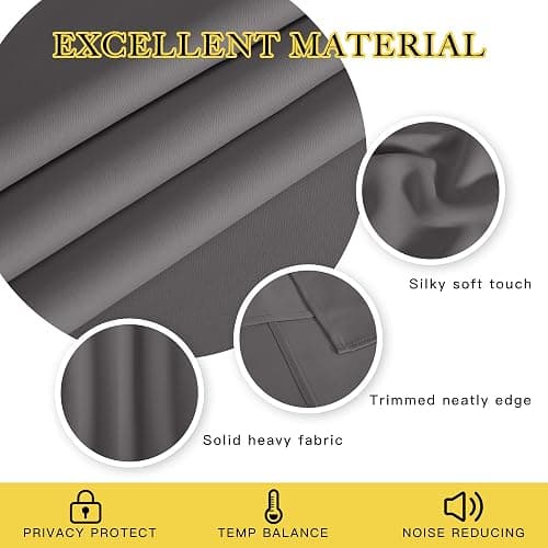 NICETOWN Grey Blackout Patio Sliding Door Curtains 84 inch Length, Grommet Room Divider Thermal Insulated Curtain Drapes for French Door/Living Room (Gray, W100 x L84, 1 Panel) thumbnail 5