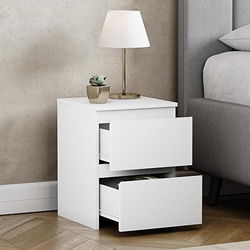Vida Designs Denver Table de Chevet 2 tiroirs Blanc thumbnail 4