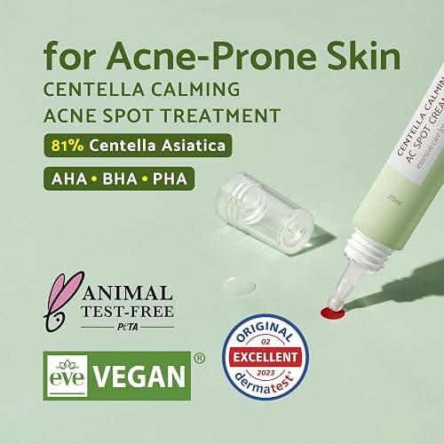 IUNIK 81% Concentrated Centella Calming Gel Acne Spot Cream w/AHA BHA PHA Salicylic Acid Niacinamide Tea Tree Oil-Free Blemish Pimple Lightweight for Adults & Teens .67 Oz Sensitive Acne-prone skin thumbnail 2
