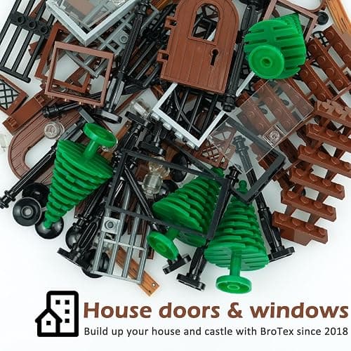 BroTex Doors Windows Accessories Bricks Pieces, City House Parts Garden Classic Road Lamp Light Ladder Gate Castle, Creative DIY Construction thumbnail 4