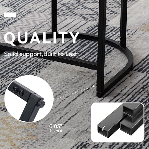 RIVOVA Contemporary Cream Linen Bar Stools Set of 3, 24" Upholstered Fabric Counter Height Barstools Kitchen Counter Island Stools with Screwed Together Black Metal Base thumbnail 6