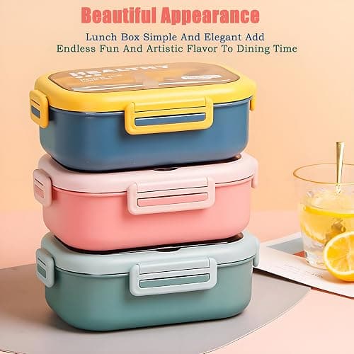 Ausenzup Stainless Steel Lunch Box, 2 Compartment Bento Box for Adults, Easy to Clean, Leak-Proof Design, Food Storage Container with Tableware for Family, Work, Picnics and Travel(850ml, Green) thumbnail 5