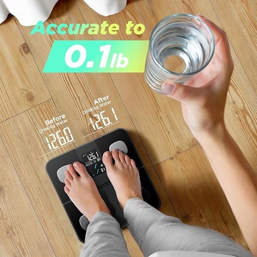 Runstar Smart Scale for Body Weight and Fat Percentage, High Accuracy Digital Bathroom Scale with Large Display for BMI Heart Rate 15 Body Composition Analyzer Sync with Fitness App 400lb thumbnail 3