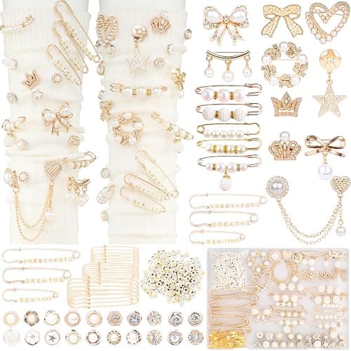 DoDoBeads 335 Pcs Junk Socks Charms Kit with Letter Beads, Gold Charm for Socks and Sneakers, Brooches and Pins for Women, Charms for Sock Safety Pin, Junk Charm with Pearl, Rhinestone, - Image 1