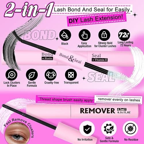 Yawamica DIY Lash Extension Kit 320pcs Individual Lashes Cluster, 9-16mm Mix 30D 40D Eyelash Clusters Wispy Lash Clusters Kit with Bond and Seal and Remover and Lash Applicator for Beginners thumbnail 6