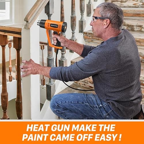 SEEKONE Heat Gun 1800W with 1112℉&752℉ 2 Temperature Settings for Crafting | 2-Speed Airflow 500/250L/min, Ergonomic Handle, Overheat Protection, 4 Nozzles For Vinyl Wrap, Shrink Wrap, Paint Removal thumbnail 6