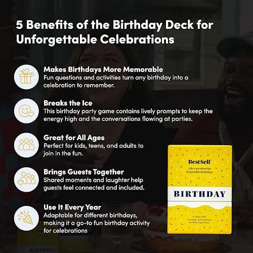 BestSelf Birthday Deck – 75 Conversation Cards & Activities for Unforgettable Birthday Celebrations | Fun, Meaningful, and Engaging Party Card Games | Gifts for Family, Couples, Friends thumbnail 2