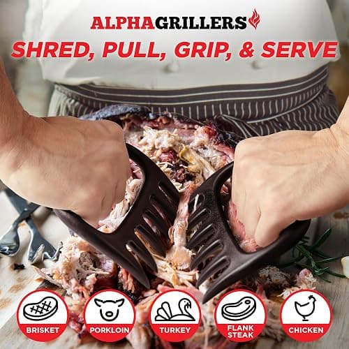 Alpha Grillers Meat Shredder Claws - BBQ Smoker Accessories Grilling Gifts for Men - Stocking Stuffers for Men - White Elephant Gifts Useful Ideas - Grill Tools for Pulled Pork thumbnail 2