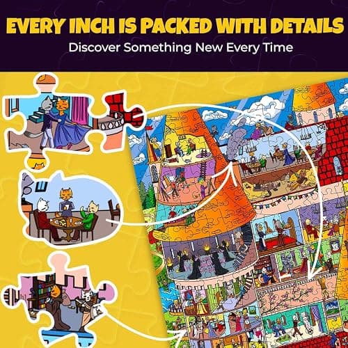 QUOKKA 1000 Piece Jigsaw Puzzle for Adults Knightly Cats – Premium Box Packaging with Extra Fun Challenges - Whimsical Cat Puzzle - Perfect for Relaxation & Creativity & Gift Giving thumbnail 4