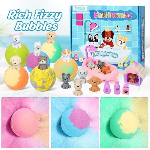 Bath Bombs for Kids with Toys Inside for Girls Boys, 12 Pack Kids Bath Bombs with Surprise Dog Pretend Playset, Handmade Bubble Bath Fizzies Birthday Christmas Gift Set thumbnail 4