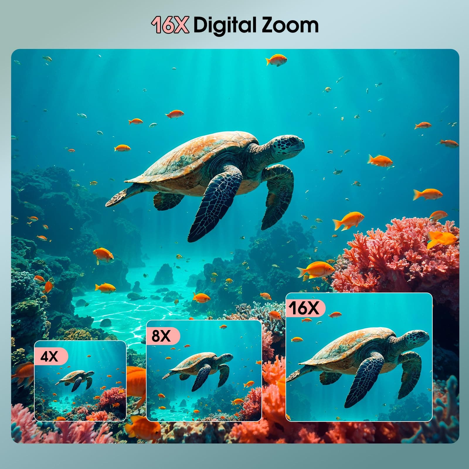 Cámara subacuática 4K, cámara digital impermeable de 64 MP, 16 pies con tarjeta de 32 GB, enfoque automático flotante cámara impermeable con visualización IPS HD, zoom digital 16X, luz de relleno thumbnail 5