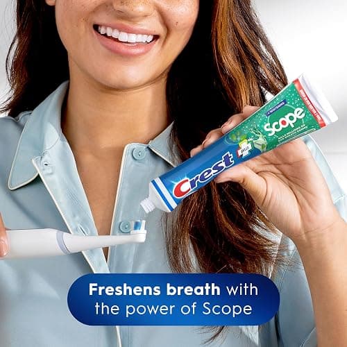 Crest + Scope Whitening Toothpaste - Pack of 3, 5.4 Oz Tubes - Anticavity Fluoride Toothpaste, Fresh Breath, Kills Germs - Tartar Protection, Enamel Protection - Minty Fresh Flavor thumbnail 3