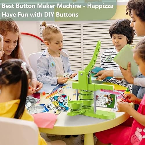 Happizza Button Maker Machine Multiple-Sizes - Pin Maker Machine 1.25 inch+2.25 inch, Interchangeable Button-models Badge Button Press Machine with 200 Sets 32+58mm Button Maker Supplies&Circle Cutter thumbnail 2