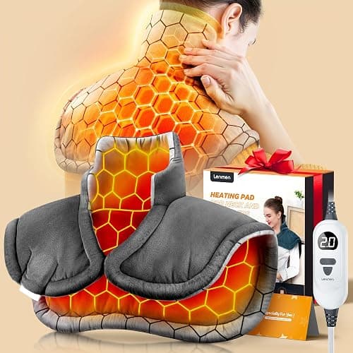 Lenmen Graphene-Infused 1Min Fast Heating Pad, Deeper Pain Relief Weighted Heating Pads for Neck and Shoulders and Back, Heated Wrap with 6 Heat Options 4 Auto Timer, Gifts for Men Women Mom Christmas - Image 1