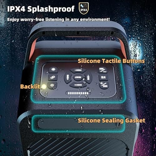 Foxdawn Party Bluetooth Speaker: 240W Peak Loud Sound, Deep Bass, 15H Playtime, Fast Charge, IPX4 Waterproof, TWS, Led Light Show, Large Portable Wireless Speakers for Outdoor, Camping, Backyard, Home thumbnail 6