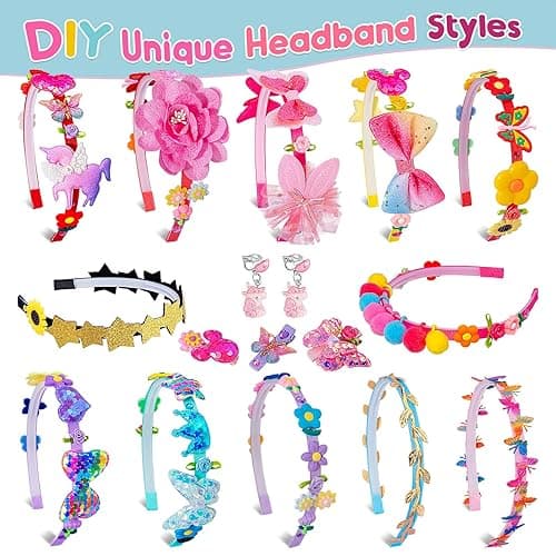 Headband Making Kit, DIY Hair Accessories Make Your Own Fashion Headband Toys for Girls 4-10 Gifts 8-12 Years Old Kids Craft Kit Arts and Crafts for Kids - Multi thumbnail 7