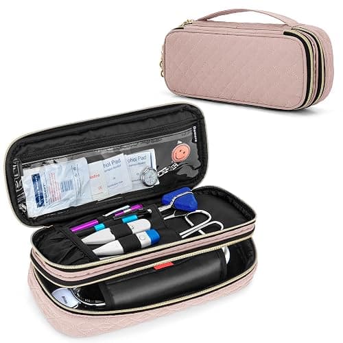 Damero Double Layer Stethoscope Case Compatible with 3M Littmann/ADC/Omron Stethoscope, Stethoscope Carrying Case Travel Bag for Nurse Accessories, Misty Rose - Misty Rose - Image 1
