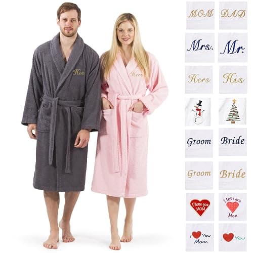 KHALPERA Aristocrat Custom Embroidered 100% Turkish Cotton Bathrobe –Personalized Robe, Soft Terry Cloth Unisex Bathrobe thumbnail 8