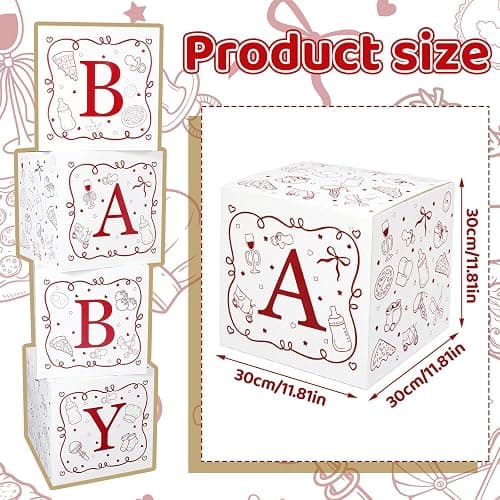 Vicenpal Special Delivery Pizza Baby Shower Boxes with Letters for Baby Shower Decorations Italian Pizza Gender Reveal Decoration Photo Prop Set of 4 Birthday Party Favors thumbnail 3