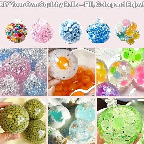 20pcs DIY Squishy Stress Ball Making Kit – Blank Skins with Air Pump & Expander Tool, Make Your Own Transparent Fidget Pressure Balls for Adults thumbnail 6