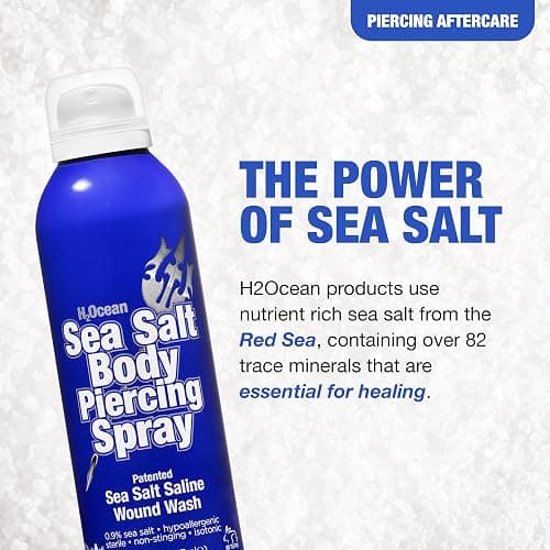 H2Ocean Sea Salt Body Piercing Spray - Saline Piercing Spray for Piercings & Body Modifications - Drug-, Preservative- & GMO-Free Vegan Piercing Aftercare - 6 oz thumbnail 3