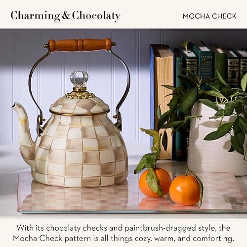 MACKENZIE-CHILDS Set of 2 Tempered Glass Cutting Boards, Countertop Cutting Boards, Brown-and-White Mocha Check thumbnail 2