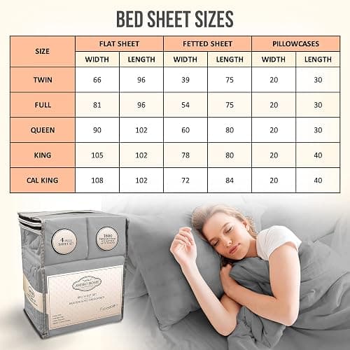 Abeero Home Full Size Bed Sheets Cooling - Luxury Hotel Sheet Set - Soft Sheet with Elastic Corner Strap - Deep Pocket Microfiber Bedsheet - Bedding Sheets & Pillowcases -4 PC (Full Size, Light Gray) thumbnail 7