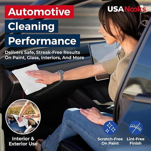 USANOOKS Microfiber Cleaning Cloth - White - 12Pcs (12.5x12.5 inch) High Performance - 1200 Washes, Ultra Absorbent Car Towel Traps Grime & Liquid for Streak-Free Mirror Shine - Car Washing Cloth thumbnail 5