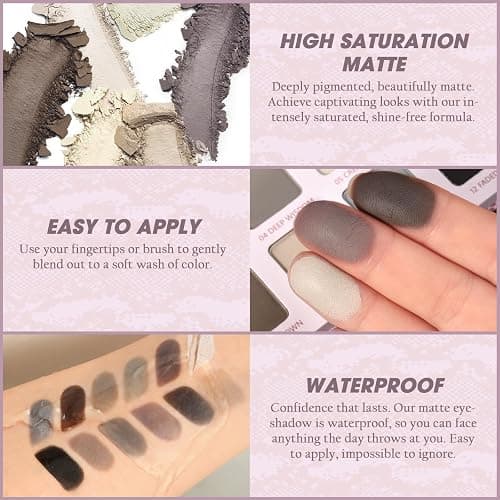 oygcee Matte Eyeshadow Palette, All Matte Cool-Toned Eye Shadows Pallet-Natural Soft Eye Makeup Compact Ultra-Pigmented Blendable Long Lasting Silkly Cream Texture Neutral Eyeshadow for Older Women thumbnail 4