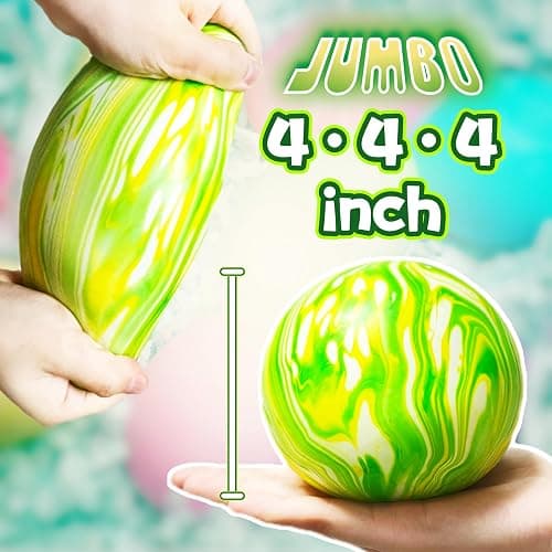 Giant Dough Balls Fidget Toy - Stretchy Jumbo Stress Balls for Kids and Adults - Pull and Squeeze Sensory Ball Squishy Toys, 2025 Novelty Stress Relief Balls for ADHD, ADD, Autism (Green) thumbnail 4