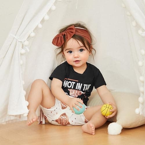 Fernvia Western Toddler Baby Girl Clothes Letter Short Sleeve T-Shirt Top + Tassel Shorts Outfits + Headband 3Pcs Set thumbnail 4
