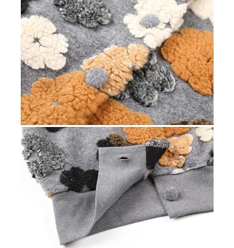 OPCAKM Women's Cropped Floral Print Shacket Jackets Round Neck Long Sleeve Bomber Coat Outerwears thumbnail 7