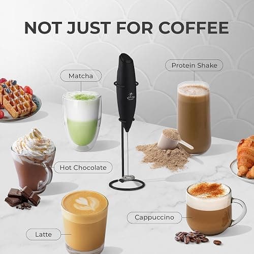 Zulay Kitchen Powerful Milk Frother Wand With 4 AA Duracell Batteries - Ultra Fast Handheld Drink Mixer - Electric Whisk Foam Maker for Coffee, Lattes, Cappuccino, Matcha & Creamer thumbnail 5