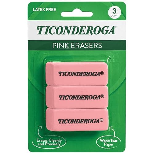 Ticonderoga Wedge Erasers, Pink, 3 Count - Image 1