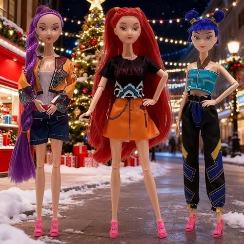 HIDLY 2025 Korean Idol Dolls Set with Trendy Outfits,Singer Doll Merch Christmas Decorations Gifts (Multicolor) thumbnail 4