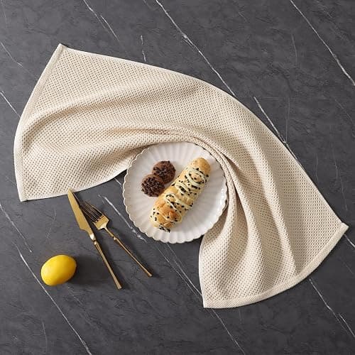 Homaxy 100% Cotton Kitchen Towels and Dishcloths Set, 12 x 12 Inches and 13 x 28 Inches, Set of 8 Bulk Kitchen Towels Set, Ultra Soft Absorbent Dish Cloths for Washing Dishes, Beige thumbnail 9