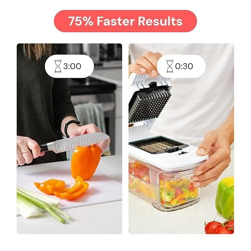 Fullstar Mandoline Slicer for Kitchen - Vegetable Chopper, Onion Potato Food Veggie Fruit Slicer and Cutter with Container, Kitchen Gadgets & Gifts, Home Essentials (6 in 1, Black) thumbnail 4