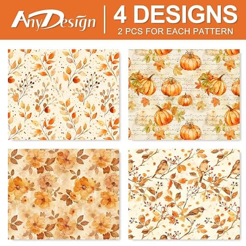 8 Sheets Fall Watercolor Wrapping Paper -Not Roll- Pumpkin Leaves Flower Bird Gift Wrap Paper Folded Flat for Autumn Thanksgiving Party DIY Crafts, 19.7 x 27.6 Inch thumbnail 3