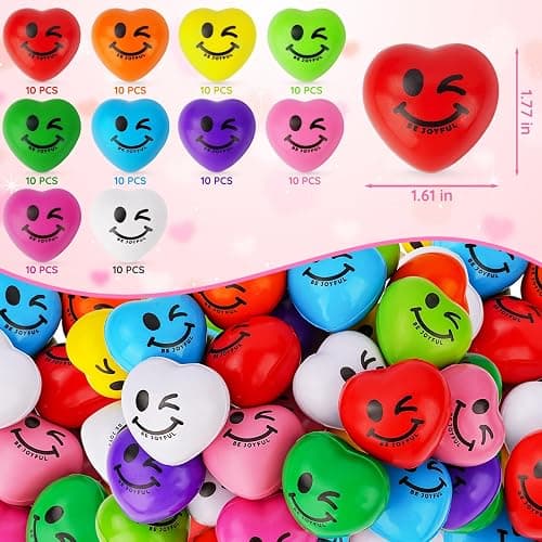 SHQDD Stress Balls, 100PCS Heart Stress Balls for Adults & Kids, Mini Foam Ball Stress Relief Toys, Fidget Anxiety & Anger Relief at Work/School/Home, Employee Benefits, Student Prizes, Party Favors thumbnail 3