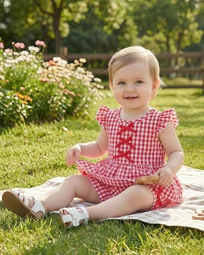 Jecson Toddler Baby Girl Summer Clothes Cotton Ruffled Sleeve Shirt Tops and Shorts Set Outfits 12Months-4T thumbnail 3