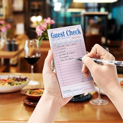 ZPARIK 6 Pack Pink Guest Checks Books for Servers Server Note Pads, Waiter Checkbook, Waitress Notepad for Restaurants, Paper Checks 50 Sheets/Pack, 300 Total Tickets thumbnail 2