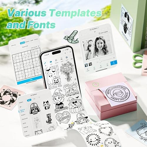 TYPONOS Sticker Printer, PM290 Mini Printer, Bluetooth Sticker Maker Machine with 3 Rolls Paper, Portable Print Pod for Study Notes, Journal, Lists, Pictures, DIY Gifts for School Office Home, Pink thumbnail 3