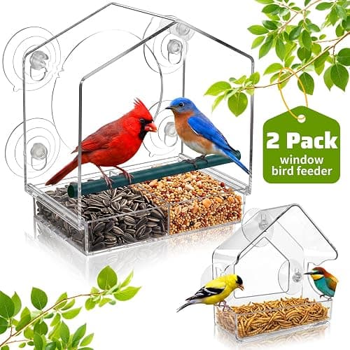 2PCS Window Bird Feeder with Strong Suction Cups, Bird Feeders for Outdoors, Clear Bird Feeder for Window, Outdoor Wild Bird Watching Gift for Women Mom Bird Lovers, Elderly Kids (1 Large+1 Small) thumbnail 9