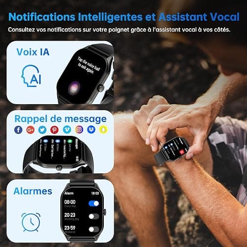 OUKITEL Montre Connectée Homme Femme, 2.0" HD Smartwatch avec Appel Bluetooth, Etanche IP68, Montre Connecté Sport avec 140+Modes Sportifs, Podometre/Sommeil/Cardiofrequencemetre pour Android/iOS thumbnail 4