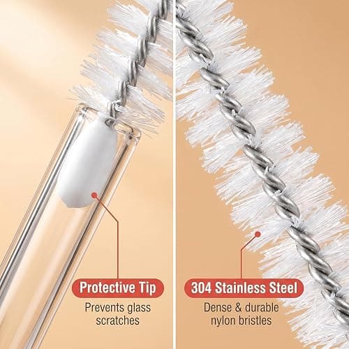 4 Pack Straw Cleaner Brush, Reusable Metal Handles Straw Cleaner Brush Extra Long for Stanley Mug 40, 30, 20 oz, 10mm Wide for Sippy Cup, Water Bottle and Tubes (Clear） thumbnail 4